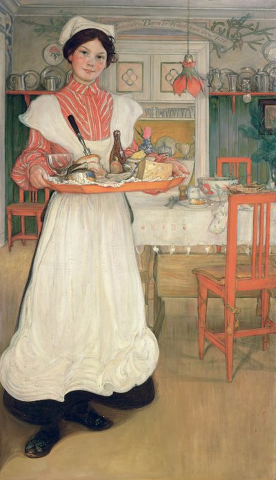 Martina che porta la colazione su un vassoio, 1904 da Carl Larsson